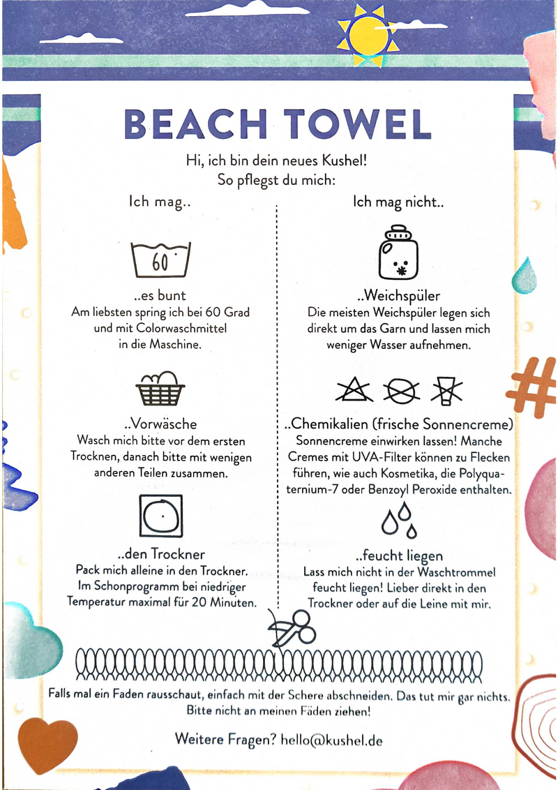 Pflegehinweise Beach Towel DE